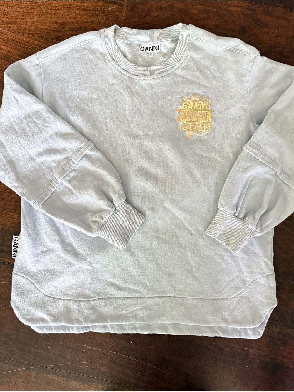 Ganni Isoli Crewneck Sweatshirt in Light Blue